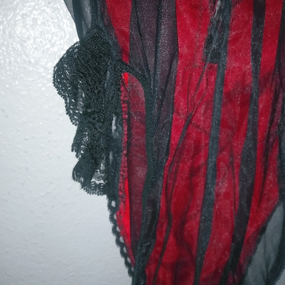 California Dynasty L Underwire Lace Trimmed Ribbon Lace Up Front Teddy Lingerie - Picture 6 of 10